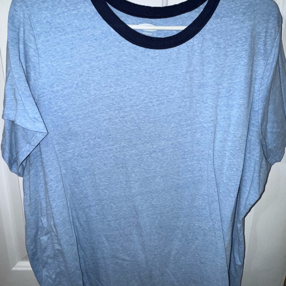 Old Navy Light Blue Ringer Tee with Navy Trim